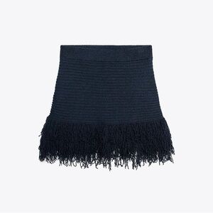 NWT Zara Navy Fringe Mini Skirt